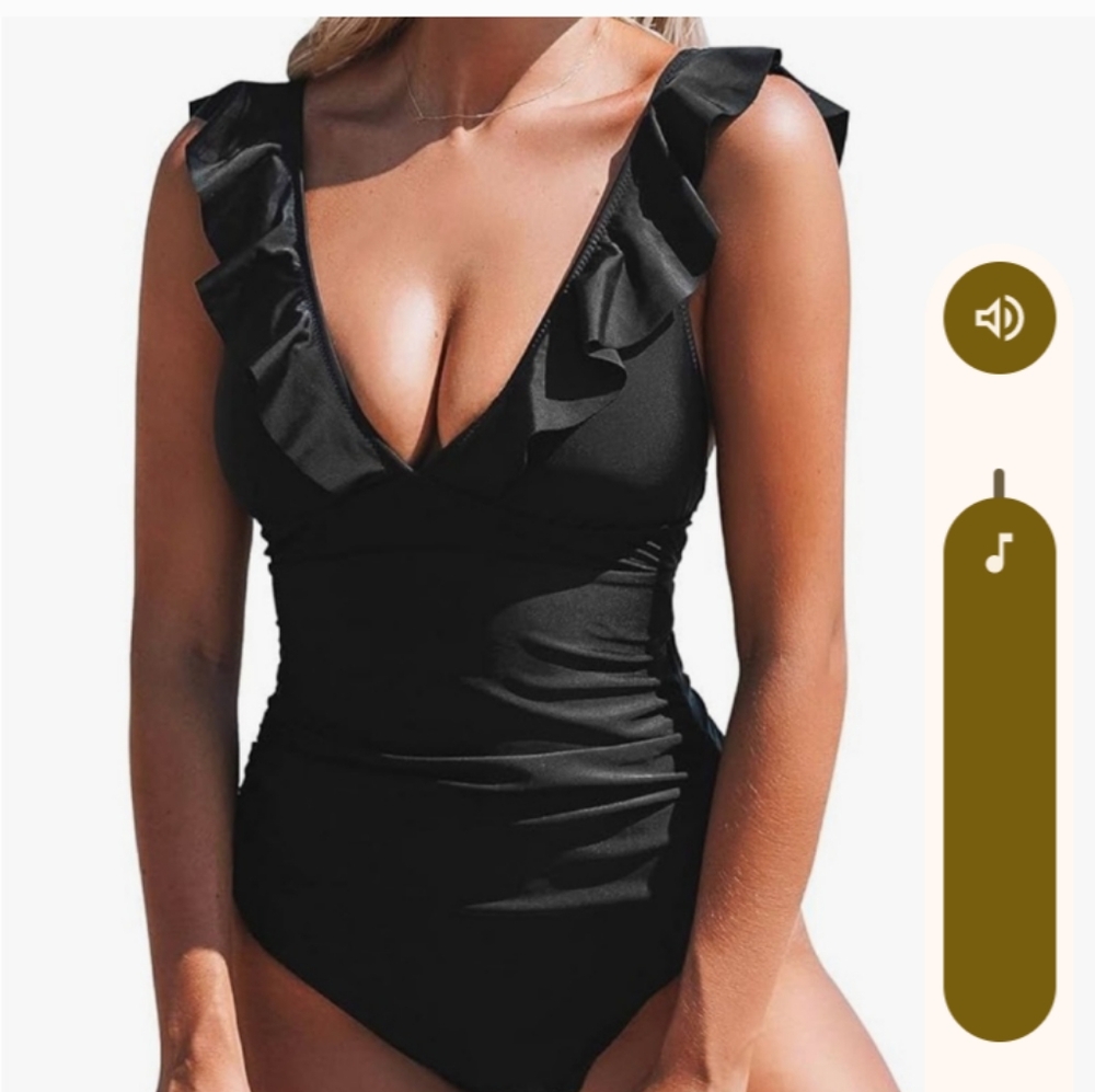 Gap Black one piece Ruffle sexy bathing suit size medium